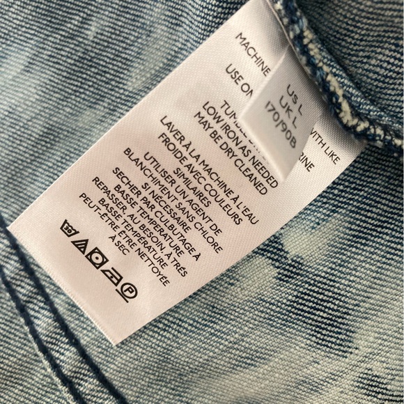 Pilcro Tie Dye Trucker Jacket Anthropologie Frayed Denim Jacket Large L - Picture 7 of 9